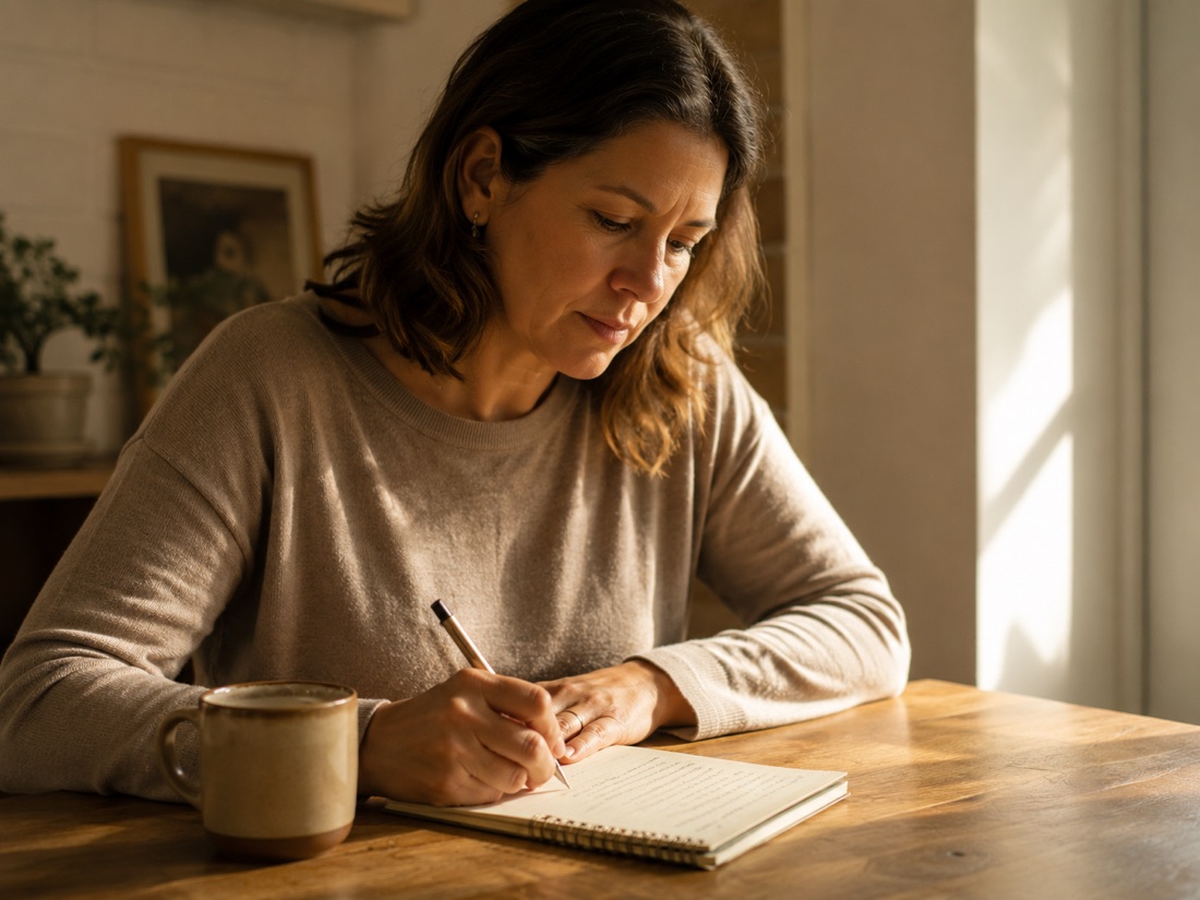 Mujer escribiendo en un cuaderno